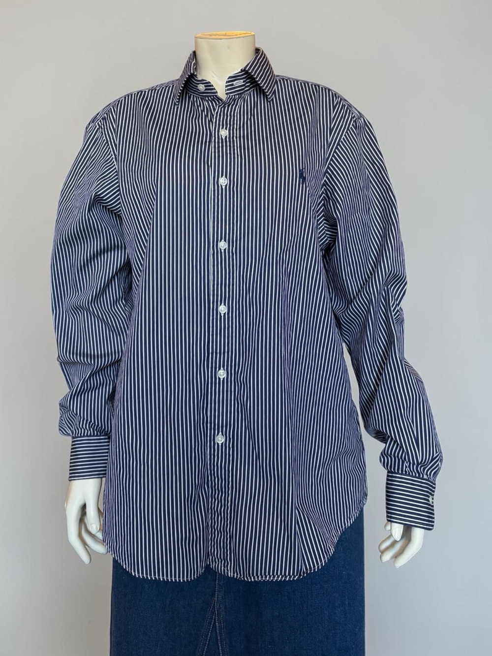 Polo Ralph Lauren Striped Cotton Shirt In Navy & White Size 16 Business Casual